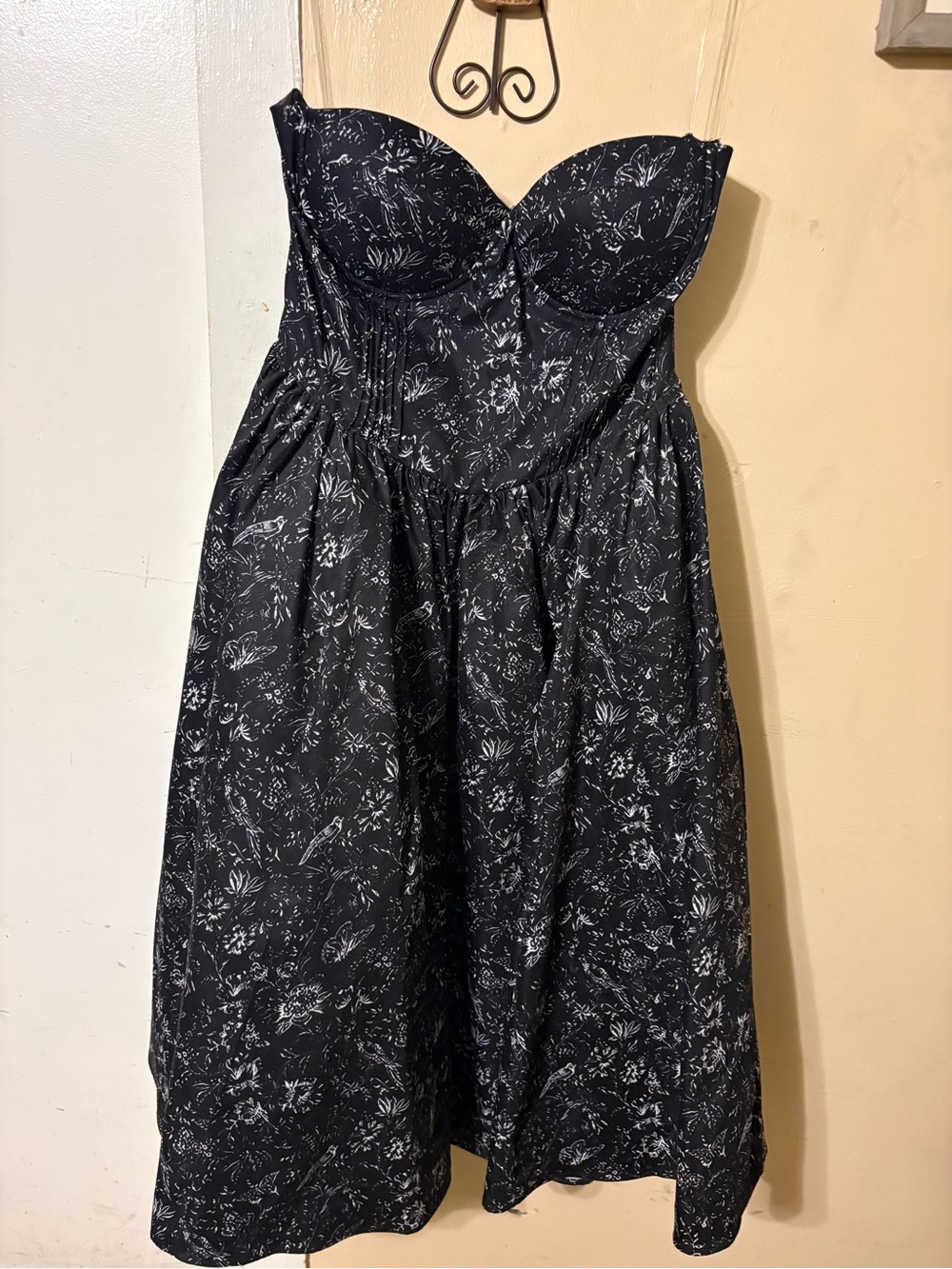 Fashion Nova Black Strapless Floral Midi Dress
